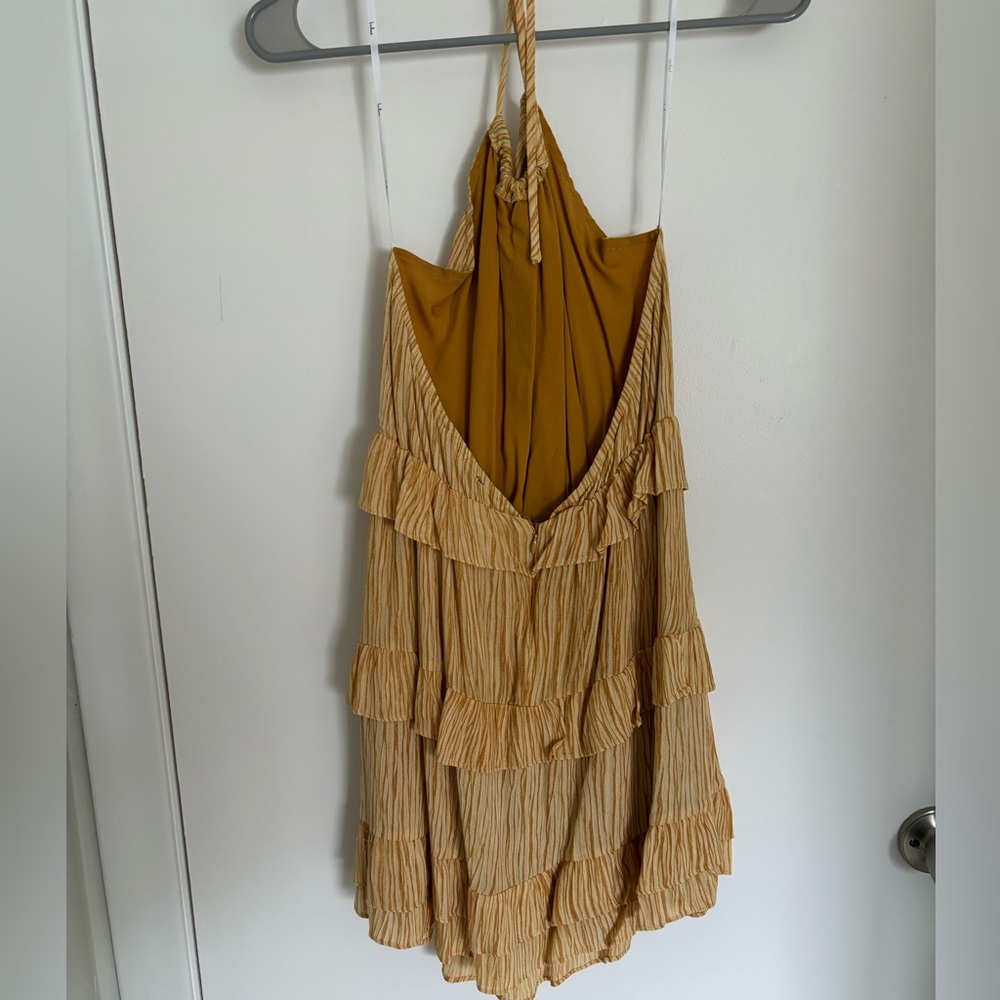 Lulus Yellow Ruffled Halter Mini Dress - Picture 3 of 4
